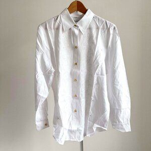 NWOT Elegant Women’s Collared Floral Button-Down Shirt, Size L